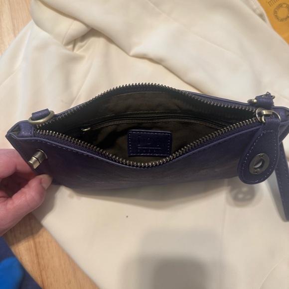 Joy Susan Deep Vegan Suede Purple Lux Wristlet Clutch - Picture 8 of 12